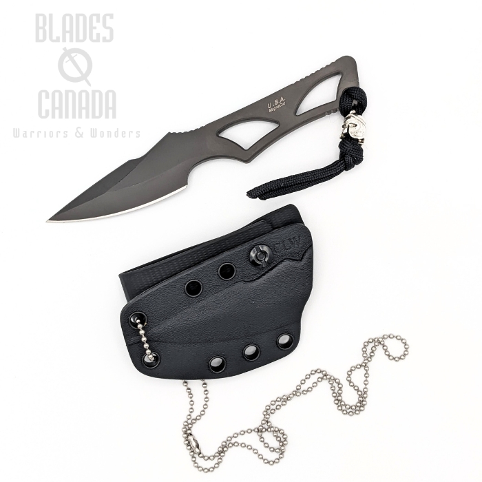 (image for) Spartan Blades Enyo Fixed Blade Neck Knife, CPM MagnaCut Black, Black Kydex Sheath, SB2BK